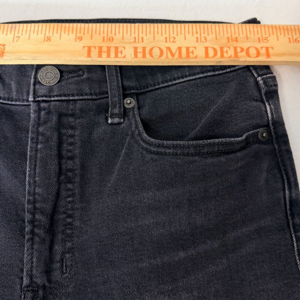 Gap Vintage Slim High Rise Black Denim Jeans Frayed Hem Womens Size 29 Petite - Picture 7 of 13